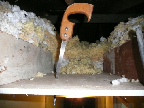 Cutting ceiling sheetrock